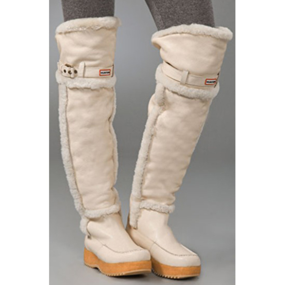 Hunter Cervinia Leather Shearling Boots sz 7-8